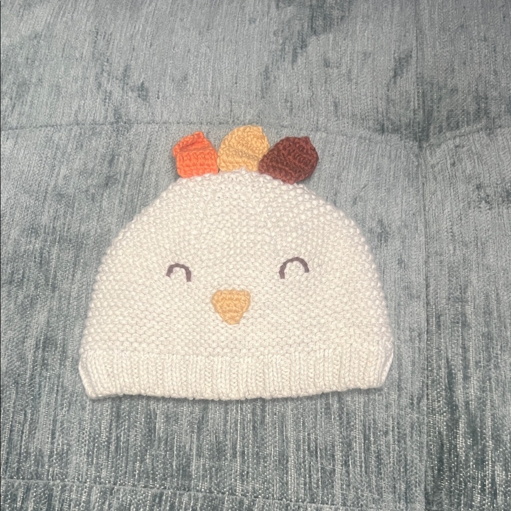Carter's Cream Knit Chicken Hat with Colorful Accents